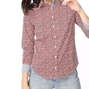 Court & Rowe Red Ditsy Fields Print Floral Button Up Shirt